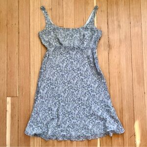 Vintage J crew gray floral silk dress L